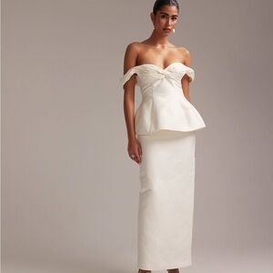 ASOS Off-Shoulder Cream Maxi Dress